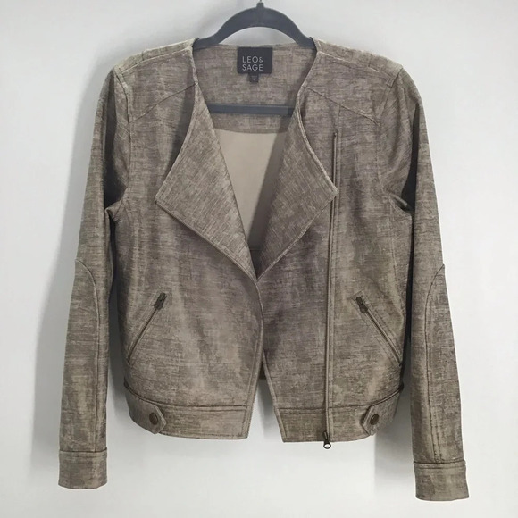 Leo & Sage Moto Style Casual Zip Jacket - Picture 6 of 8